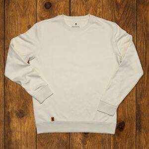 Sweat écru uni à manches longues, basique lifestyle écoresponsable