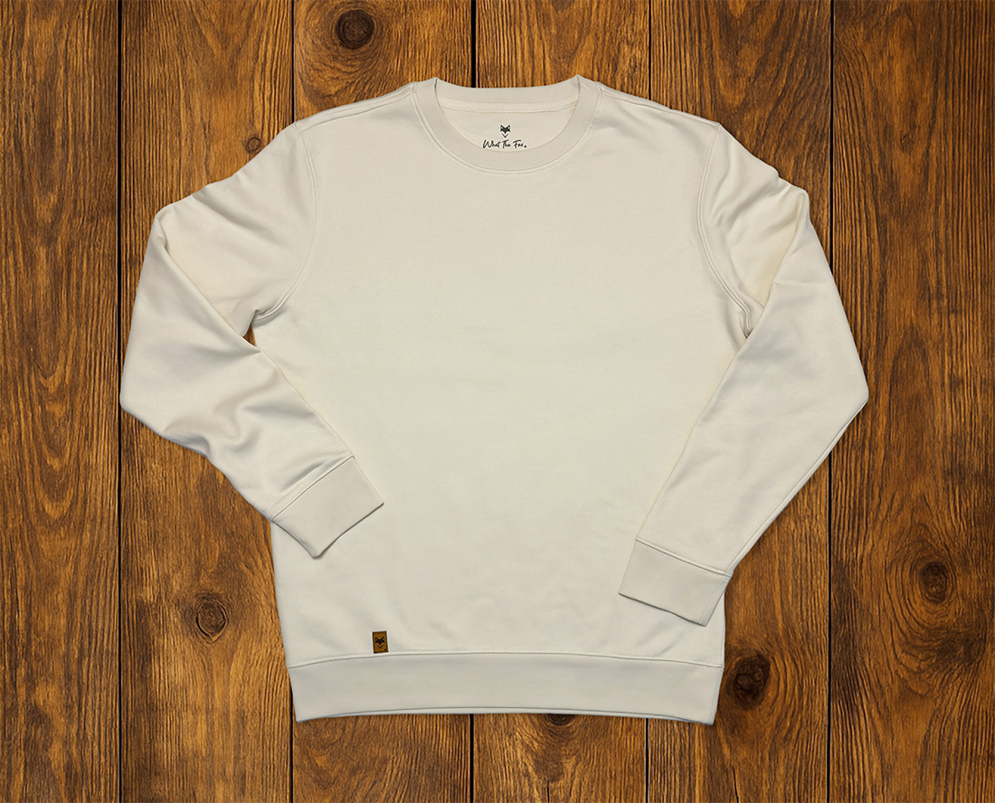 Sweat écru uni à manches longues, basique lifestyle écoresponsable