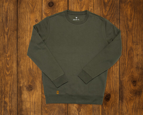 Sweat vert uni à manches longues, basique outdoor écoresponsable