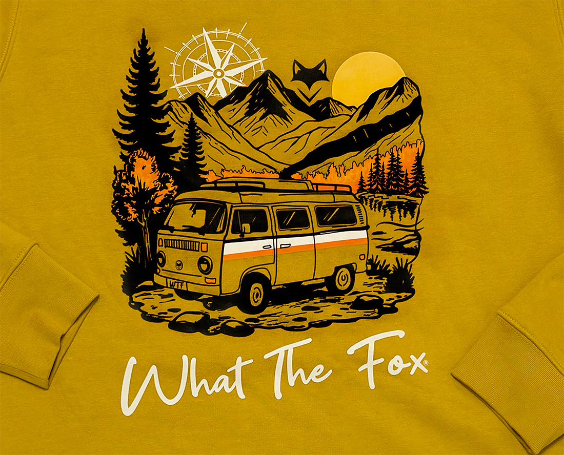 zoom studio sur motif de sweat inspi vanlife