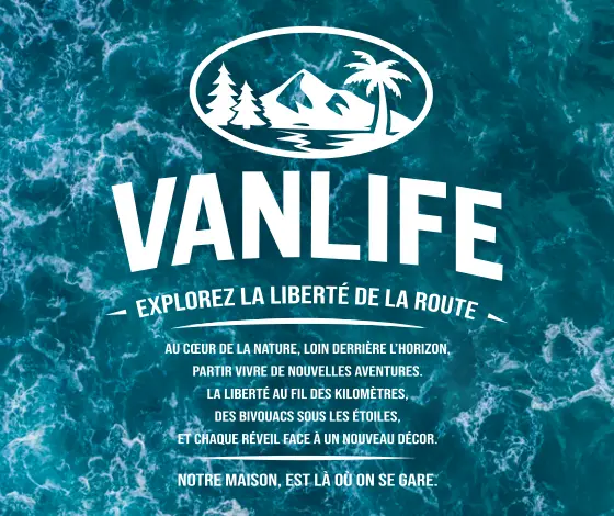 citation vanlife marque de vetement sur fond ocean