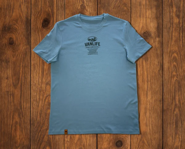 t-shirt de face en coton bio avec citation sur la van life