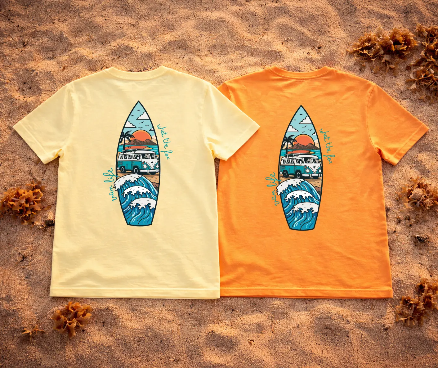 T-shirt avec illustration vague japonaise style Hokusai – esprit surf et aventure