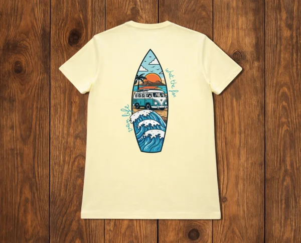 photo studio du t-shirt en coton bio vanlife - esprit été surf