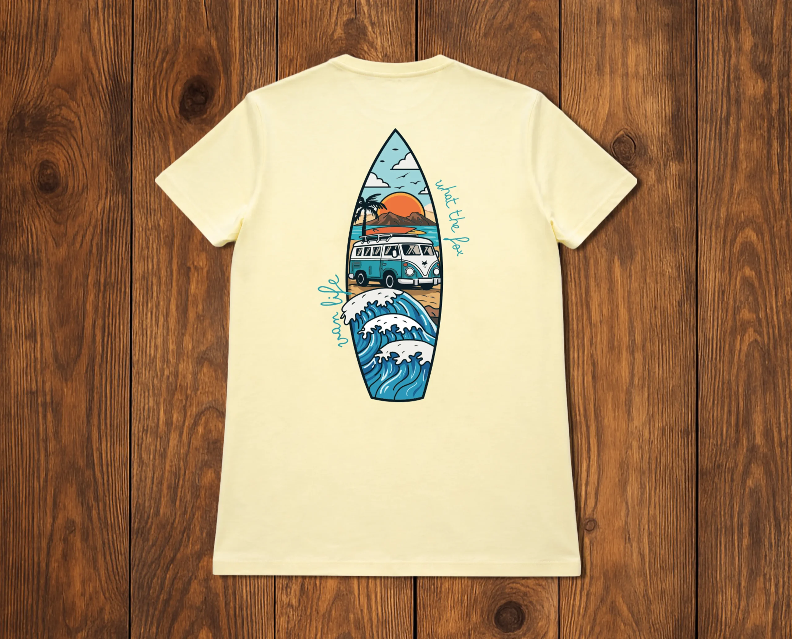 photo studio du t-shirt en coton bio vanlife - esprit été surf