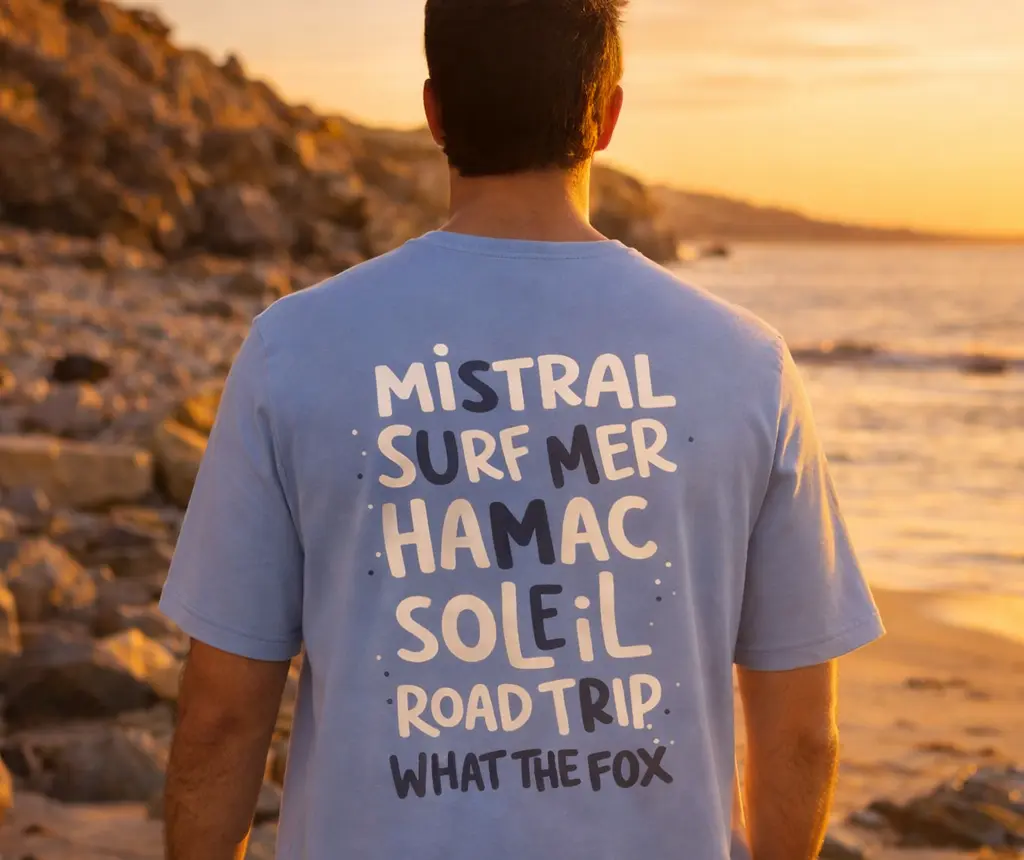 homme en bord de mer sur une plage en france au coucher de soleil