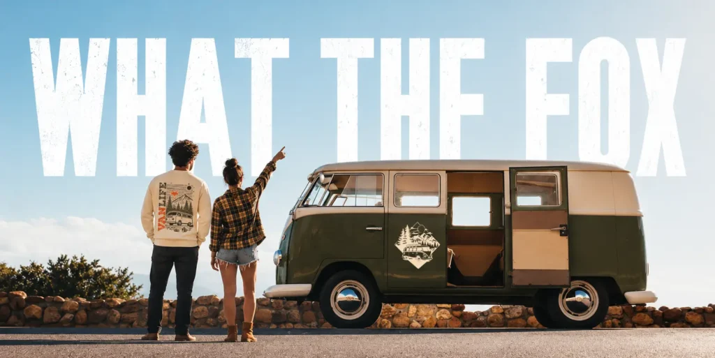 van aménager devant la cote en bord de mer personnalisé à l'aide d'un stickers ambiance road trip